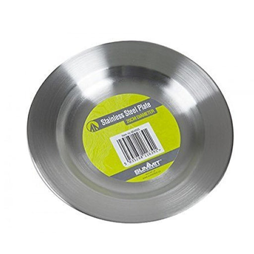 Summit Stainless Steel Plate / Bowl 20cm Camping Outdoor Park Hiking Travel Kids Summit - Dynamic Drive
