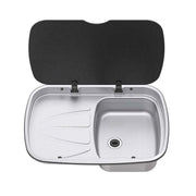 Thetford Spinflo Argent Left Hand Drainer & Sink & Glass Lid Spinflo - Dynamic Drive