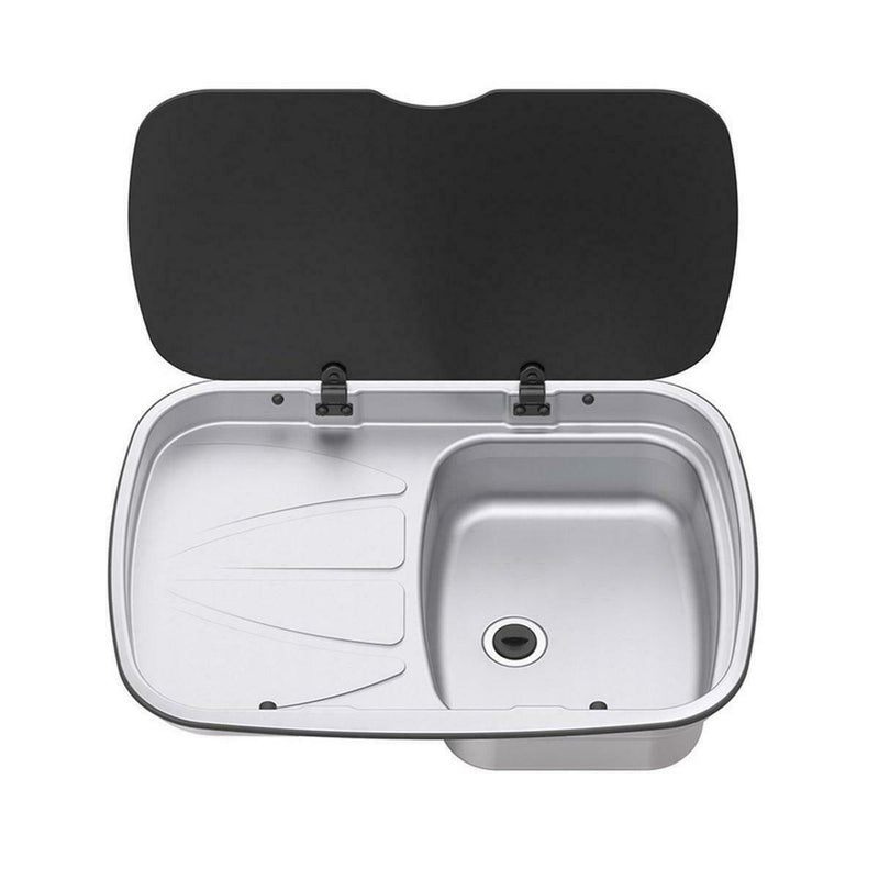 Thetford Spinflo Argent Left Hand Drainer & Sink & Glass Lid Spinflo - Dynamic Drive