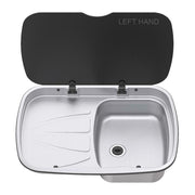 Thetford Spinflo Argent Left Hand Drainer & Sink & Glass Lid Spinflo - Dynamic Drive