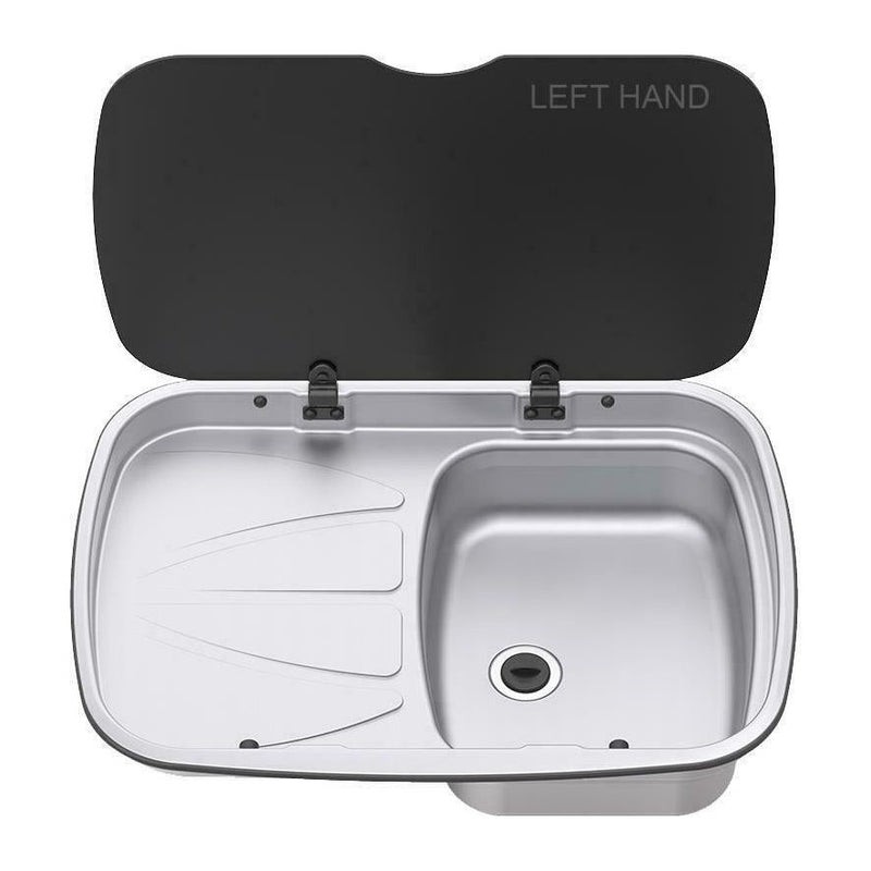 Thetford Spinflo Argent Left Hand Drainer & Sink & Glass Lid Spinflo - Dynamic Drive