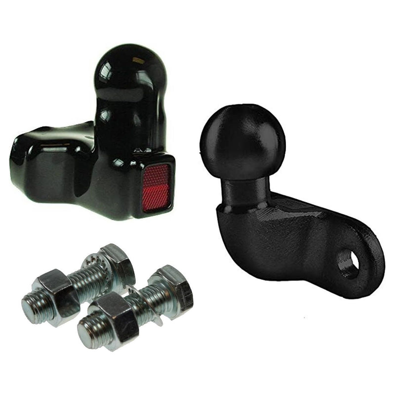 Towball Black Standard 50mm Heavy Duty E Approved Hitch Head Tow 90mm Fixings Maypole - Dynamic Drive