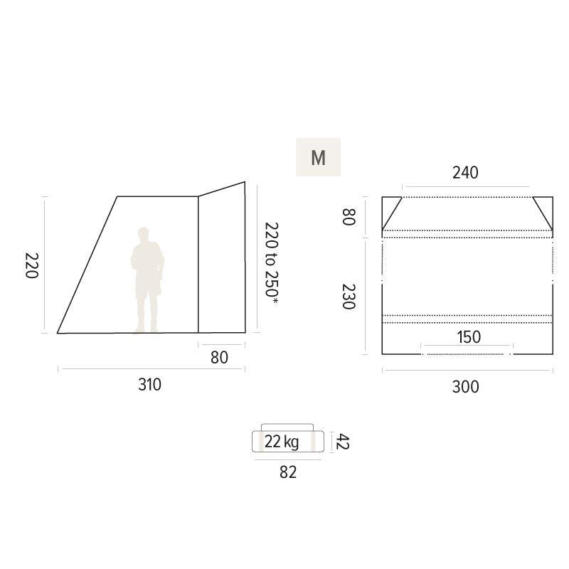 Trigano Bali M Inflatable Campervan Driveaway Air Awning 2.2m to 2.5m TRIGANO - Dynamic Drive