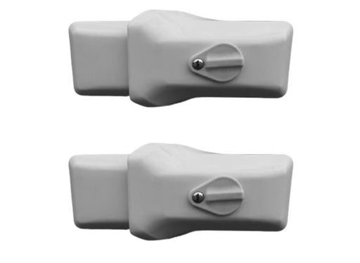 Two Milenco high-security white van door locks included in the twin pack, studio shot