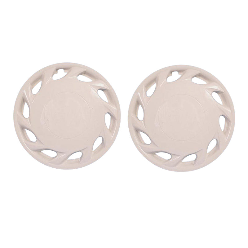 Pair of Milenco GLACE 13-inch magnolia caravan wheel trims viewed face-on