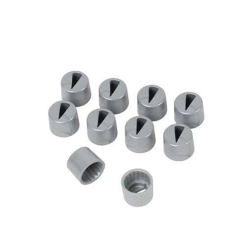 Milenco wheel bolt indicators, pack of 10 grey caps with two spare socket-fit indicators