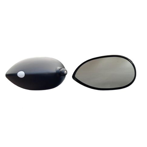 Milenco Aero Platinum mirror head shown from front and back, studio shot