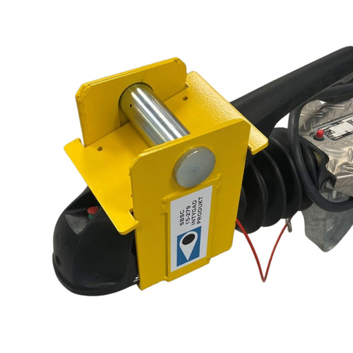 Milenco Knott stabiliser hitchlock fitted to a Knott KS30/35 coupling, angled top view