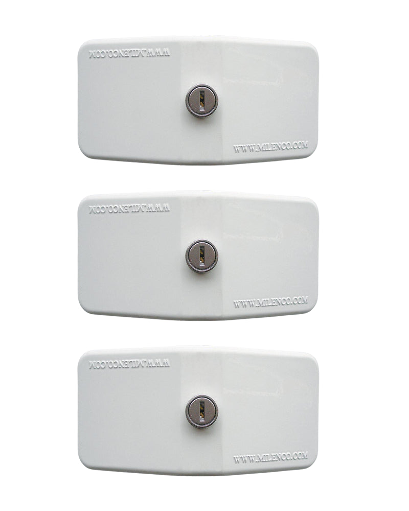 Close-up of the through-wall fixing bolt supplied with the Milenco door frame lock