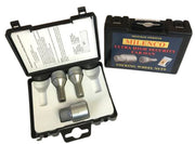 Milenco Bailey locking wheel bolts, set of 2, in open carry case beside closed case
