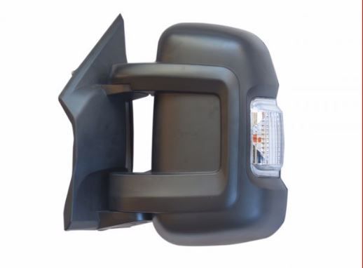 Milenco replacement van door mirror unit, left long arm, folded with indicator lens