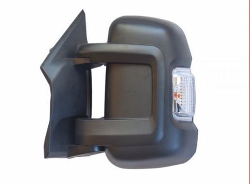 Milenco replacement van door mirror unit, left long arm, folded with indicator lens