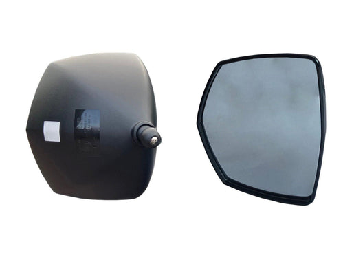 Milenco Grand Aero Platinum mirror head shown from front and back, studio shot