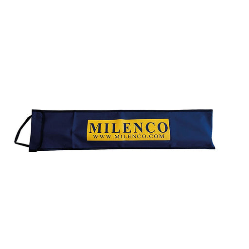 Milenco steering wheel lock carry bag, closed, navy with yellow Milenco logo panel