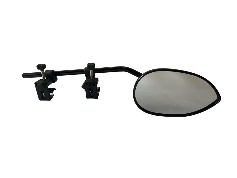 Milenco Aero Platinum towing mirror with dual clamp arm and mirror head on white background